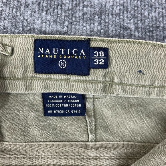 Nautica Jeans Co. Utility Pants Men's Olive Herringbone Chop Pockets - 37X29 - Picture 7 of 11